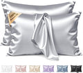 Silk Pillow Cases 2 Pack Standard Size Mulberry Silk Pillowcase Set of 2 for Hair & Skin 26 x 20 Inches 22 Momme Both Sided Grade 6A Silk Soft Breathable Cooling with Hidden Zipper, Grey