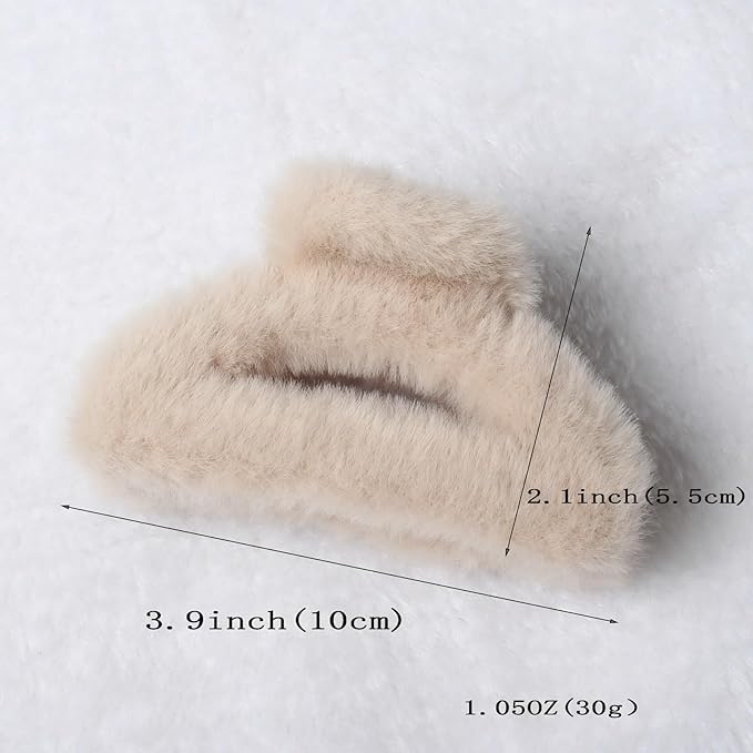 Fluffy Hair Clips for Women and Girls Cut Out Half Shape Claw Clips for Thin Medium Fine Hair Nonslip Jaw Clips Winter Hair Accessories Pack of 4