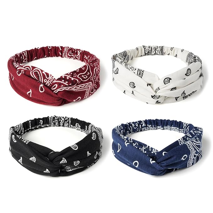 Elastic Knotted Headbands for Women Cloth Head Hair Bands for Women's Hair Non Slip Boho Wrap Twisted Hair Accessories
