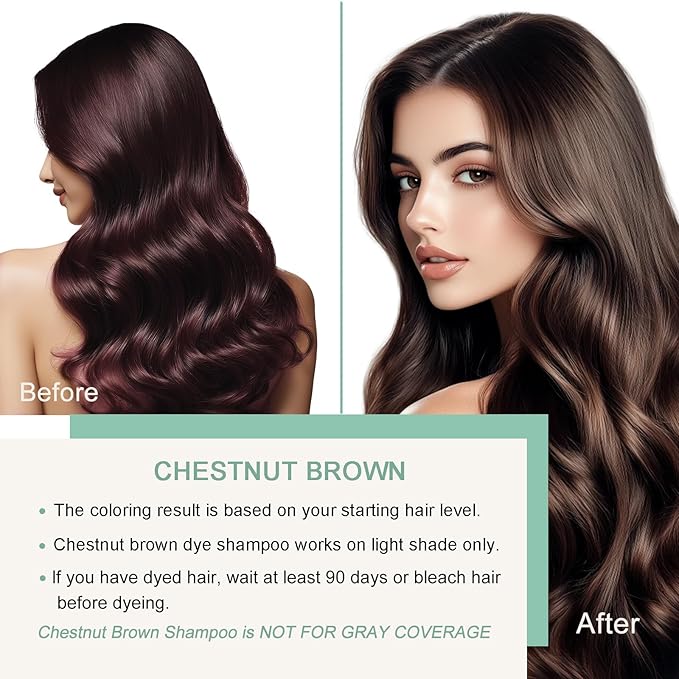 Fvquhvo Brown Hair Dye Shampoo, Instant Hair Color for Women Men, Colors in Minutes, Long Lasting Brown Hair Dye, Coconut Dye Shampoo, Easy to Use 16.90 Fl Oz