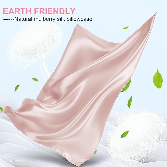 Mulberry Silk Pillow Cases Standard Size with Hidden Zipper, Ultra Smooth and Soft Silk Satin Pillowcase for Hair and Skin, Stocking Stuffers for Teen Girls, Gifts for Women Her Mom Sister Bestie