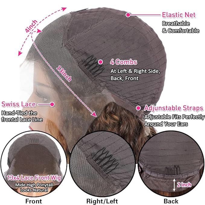 Bangjazz 32 Inch Ombre Lace Front Wig - Deep Wave, 13x4 HD Lace Frontal, 180% Density, P4/27 Colored Curly Wig - Glueless, Pre Plucked
