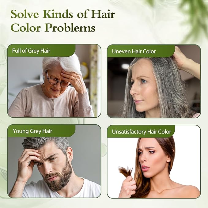 Light Brown Hair Dye Shampoo, 100% Gray Coverage Color Shampoo for Women Men, Natural Herbal Ingredients Semi-Permanent Hair Dye