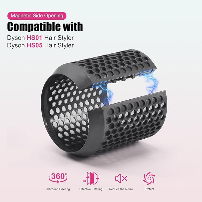 Outer Filter Cover Compatible with Dyson Airwrap Hair Styler with Filter Cleaning Brush HS01 HS05 Magnetic Filter Cage Replacement Parts
