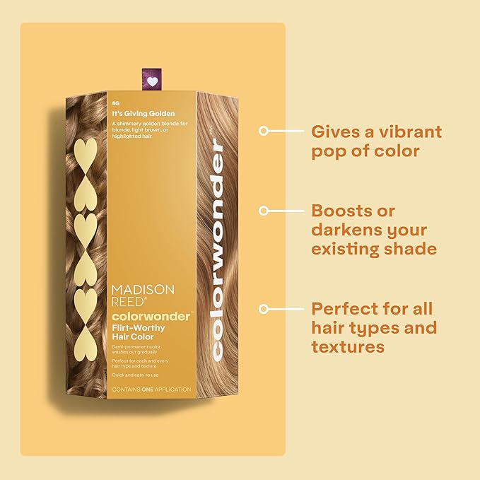 Madison Reed colorwonder Demi-Permanent Hair Color, Effortless At-Home Hair Dye, Ammonia-Free, Cruelty-Free, It's Giving Golden (8G Golden Bold), Pack of 1