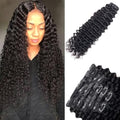 Seamless Clip in Hair Extensions Real Human Hair Deep Wave Brazilian Virgin Human Hair Clip in Extensions for Women 8Pcs PU Remy Hair Skin Weft with 18Clips 120g 22inch Natural Black