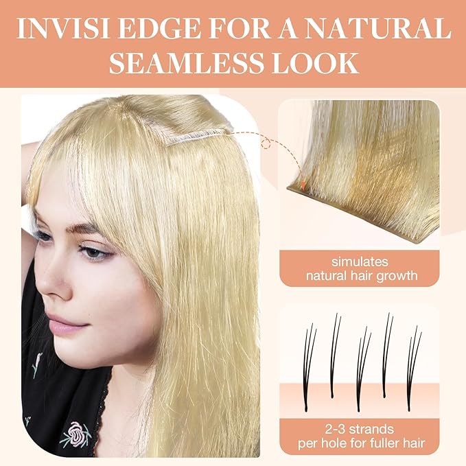 GOO GOO Invisi Edge Tape in Hair Extensions Human Hair, 16/22 Light Blonde Highlighted Golden Blonde, 6pcs 22inch 18g, Virgin Remy Hair, Seamless Injected Tape, Natural Look