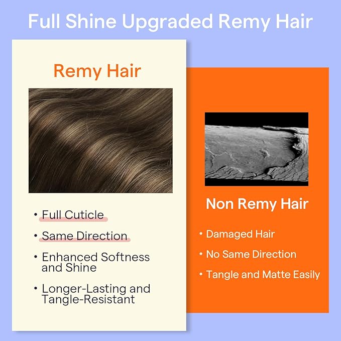 Full Shine Clip in Hair Extensions Human Hair Balayage Clip in Extensions Dark Brown to Chestnut Brown Double Weft Human Hair Extensions for Women 14 Inch 7 Pcs 120 G