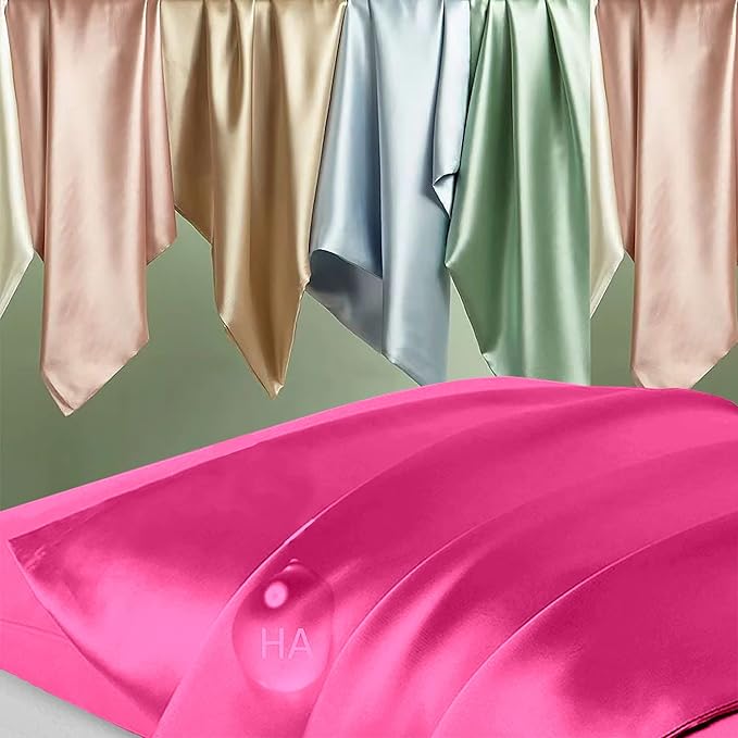 Silk Pillowcase for Hair and Skin, Mulberry Silk Pillow Cases King Size, Anti Acne Cooling Sleep Both Sides Natural Silk Satin Pillow Case Covers with Hidden Zipper, Gifts for Women Men, Hot Pink