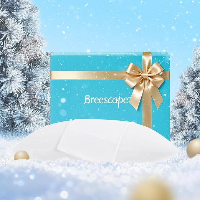Breescape Cooling Pillow Cases King Size - BlendTek™ Dry & Cool Technology for Hot Sleepers and Night Sweats, 2 Pack Ultra Soft & Smooth Pillowcases for Hair & Skin Care, 20" x 36", Snow White