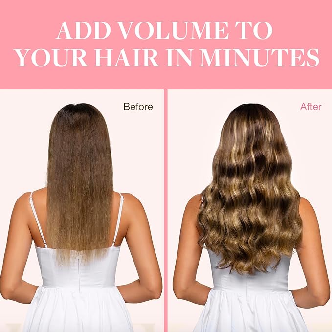 GOO GOO Clip in Hair Extensions Real Human Hair, Remy Human Hair Extensions Clip ins for Women, Natural Human Hair, 16inch 70g 2Pcs, #4/27/4 Balayage Chocolate Brown to Caramel Blonde