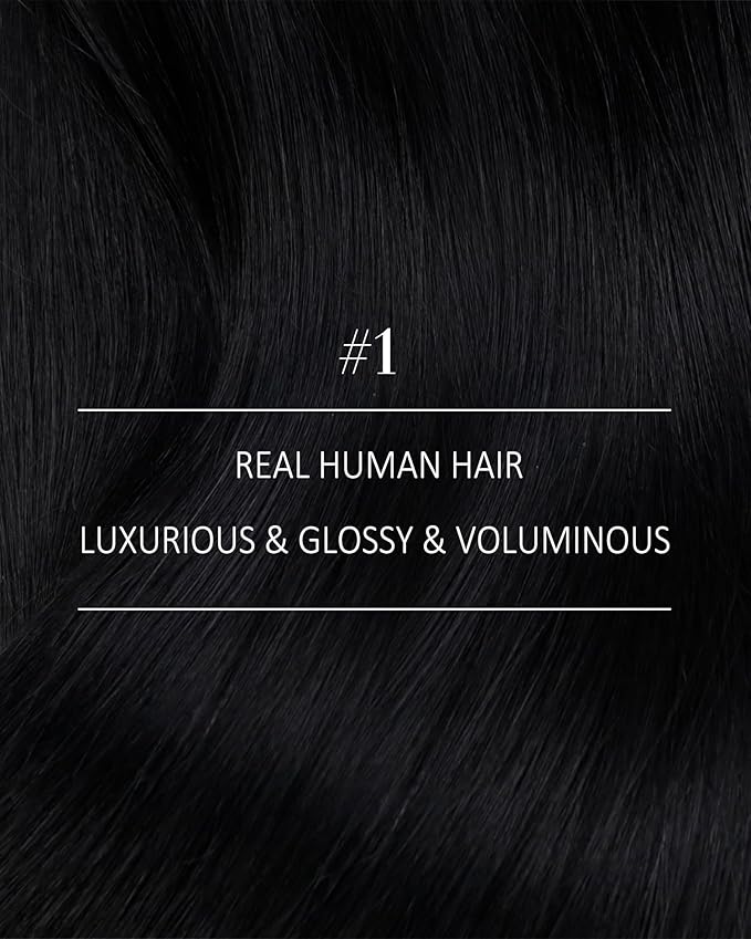 YoungSee Clip in Hair Extensions Real Human Hair Black Clip in Human Hair Extensions Jet Black Remy Hair Extension Clip ins for Women Set 7pcs 16inch 120g Add Volume