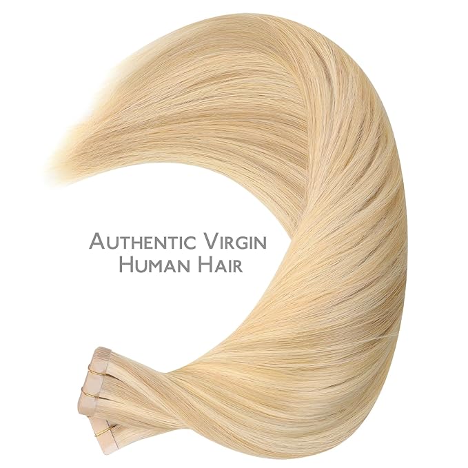WENNALIFE Tape in Hair Extensions Human Hair, 40pcs 100g 14 inch Light Blonde Highlighted Golden Blonde Hair Extensions Real Human Hair Straight Tape in Extensions Invisible Human Hair Extensions