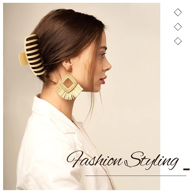 4.3 Inch Large Hair Claw Clips for Thin Thick Curly Hair Big Matte Hairclips Banana Strong Hold Jaw Clip Fashion Hair Accessories for Women and Girls (Nonslip, 8PCS)