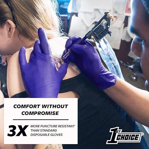 1st Choice Nitrile Disposable Gloves, 3 Mil Indigo Nitrile Gloves, Disposable Latex Free Exam Grade Large Gloves, Box of 100