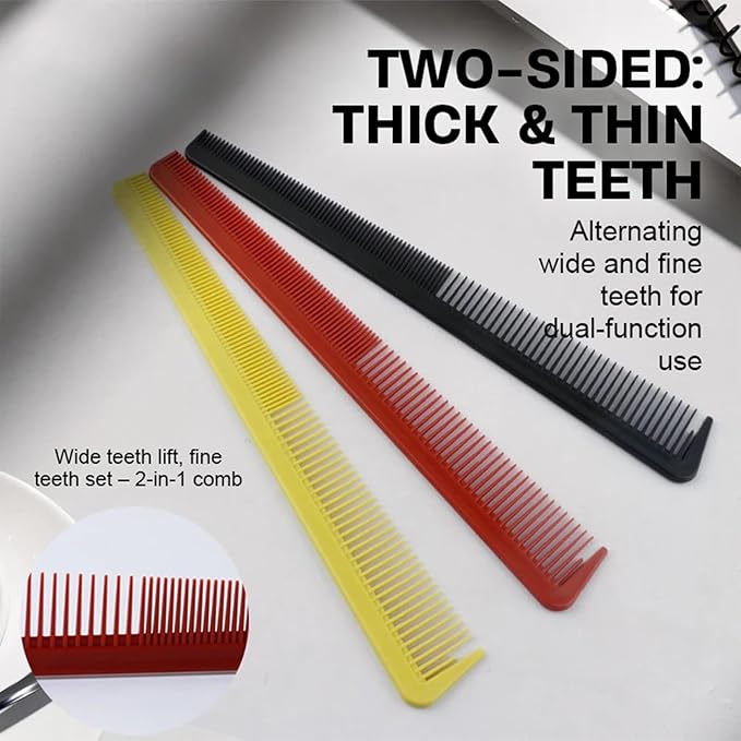 4 Pieces Taper Comb Set, Barber Hair Combs Anti Static Heat Resistant Cutting Comb Hairdressing Comb for Men Women Salon or Hotel Hair Care (Black/White/Red/Yellow)