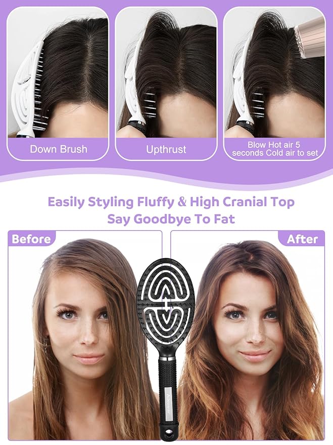 2 Pack Curved Vented Hairbrush,Hair Brush for Faster Blow Drying No Pulling Detangling Paddle Brushes for Women, Men Wet Dry Curly Thick Hair