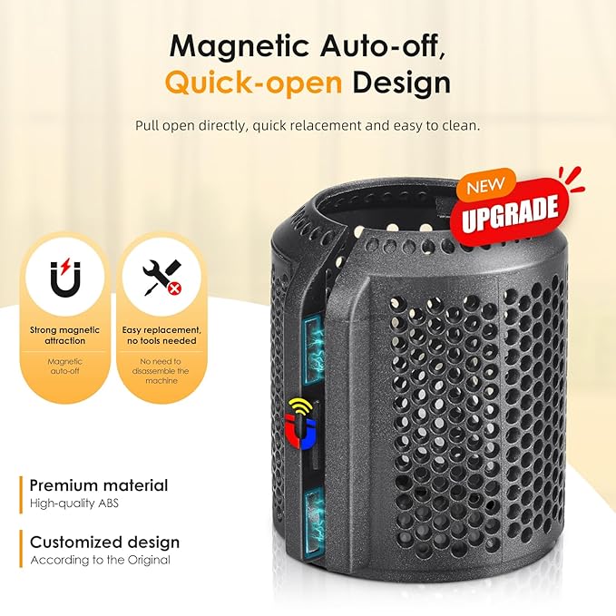 Magnetic Hair Dryer Filter + Inner Filter Cover Replacement for Dyson Supersonic HD01 HD03 HD08 HD15 Hair Dryer Attachment, Hair Dryer Strainer Filter Spare Parts(Gray)