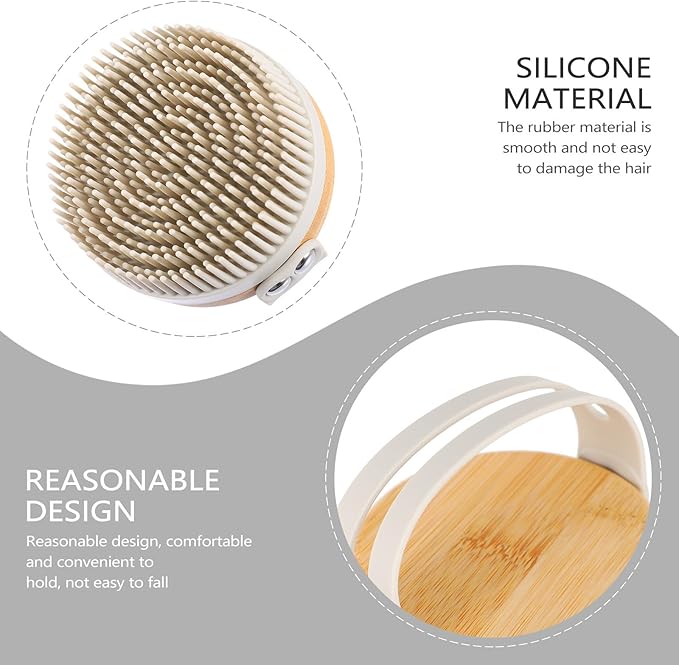 Eco-Friendly Body Brush Silicone Bath Scrubber for Gentle Scalp Massage and Deep Cleaning Shower Brush Gray
