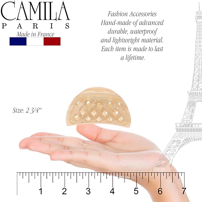 Camila Paris CP3204 French Hair Clip for Women for Thick Volume Hair, no Pulling or Damage, 2.75 in Girls Hair Claw Clips Jaw Fashion Durable and Styling Hair Accessories for Women, Made in France