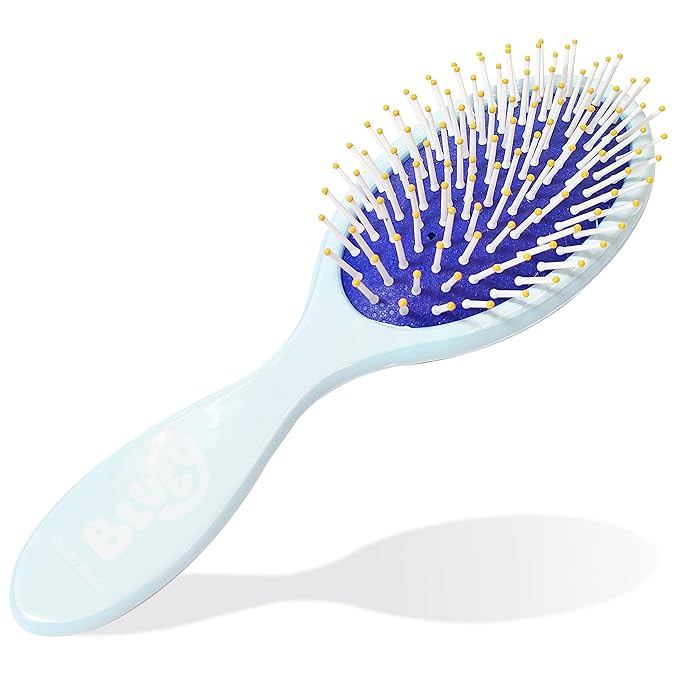 Bluey Hair Accessory 5 Pcs Set - 1 Regular 9 inch Bluey HairBrush For Girls + 4 Bluey Scrunchies For Kids - Accessories For Girls - Detangling Brush - Elastic Hair Ties Ropes Scrunchies Ages 3+