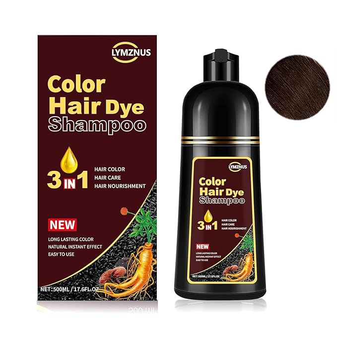 Dark Chocolate Hair Dye Shampoo 3 in 1, 100% Gray Coverage ， Instant Natural Hair Color for Men & Women,Root Touch Up for All Hair Types – Easy Application, Dark Brown Color champu para canas 500ml