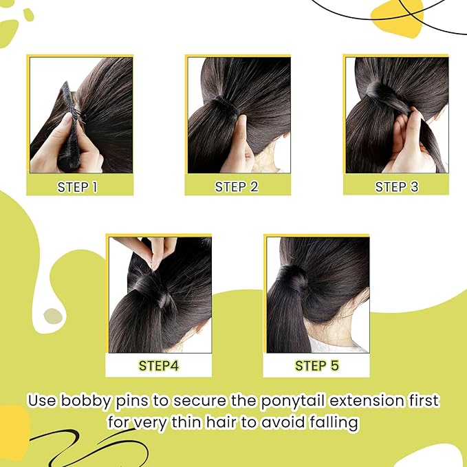 RUNATURE Real Human Hair Ponytail Extension, Medium Brown Ponytail Extension Human Hair, Wrap Around, Clip in Ponytail Hair Extensions Long Straight Hair Add Length, 20 Inch 80g #4 Medium Brown