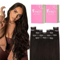 YoungSee Brown Clip in Human Hair Extensions Darkest Brown Clip on Hair Extensions Human Hair Dark Hair Extensions Clip ins for Natural Look 18Inch 120G 7Pcs