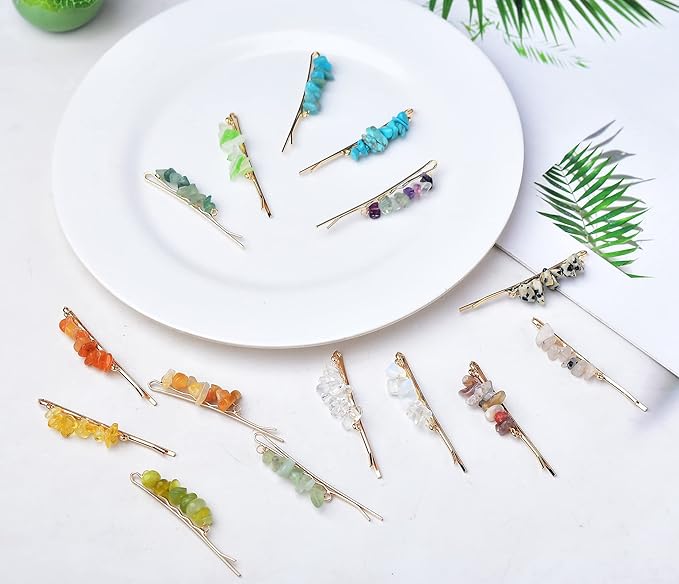 Crystal Hair Pins Gemstone Jeweled Bobby Pin Decorative Hair Accessories for Women Colorful Hairpins Set of 15