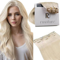 RUNATURE Clip in Hair Extensions Real Human Hair, Remy Human Hair Clip in Extensions for Women, Natural Human Hair, 20 Inch 50g 3pcs, #800 Platinum Blonde