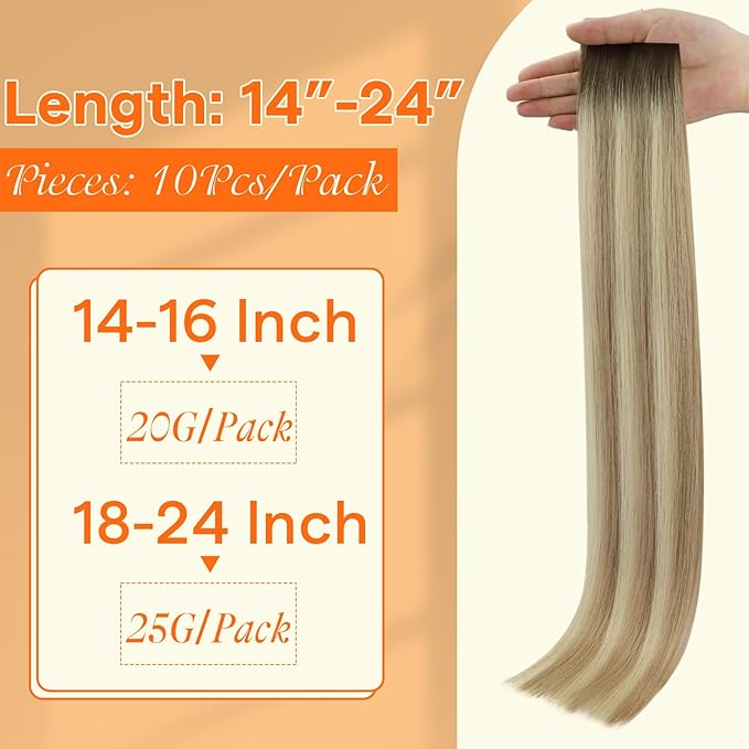 Full Shine Intact Tape ins Human Hair Extensions Color 2/18/22 Invisible Virgin Tape in Hair Extensions 18 Inch Injection Machine Remy Tape In Extensions 25Gram 10Pcs For Wedding