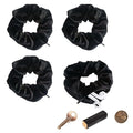 Velvet Scrunchie with Zipper Pocket for Women - Hair Tie with Hidden Storage Compartment for Cash, Lipstick, Keys & Valuables | Hidden Compartment Items for Travel (Black, 4PCS)