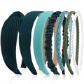 VELSCRUN Headbands for Women 7 Pcs Different Forest Green Knotted Solid Pearl Head Bands Non Slip Hair Band for Womens Gilrs Thin Thick Short Hair Fashion Accessories