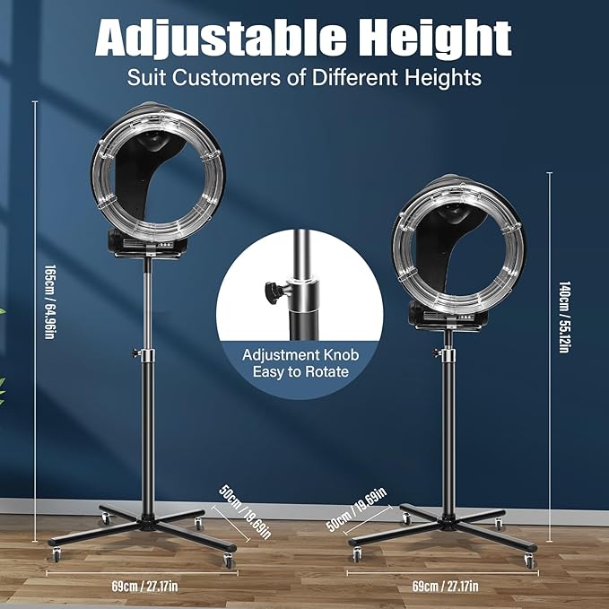 Hair Dryer, 850W Professional Orbiting Infrared Stand Hair Dryer Color Processor with 3-in-1 Orbital Hair Dryers, Multi-Mode Home Standing Hair Dryer, Quiet and Easy to Use, Black