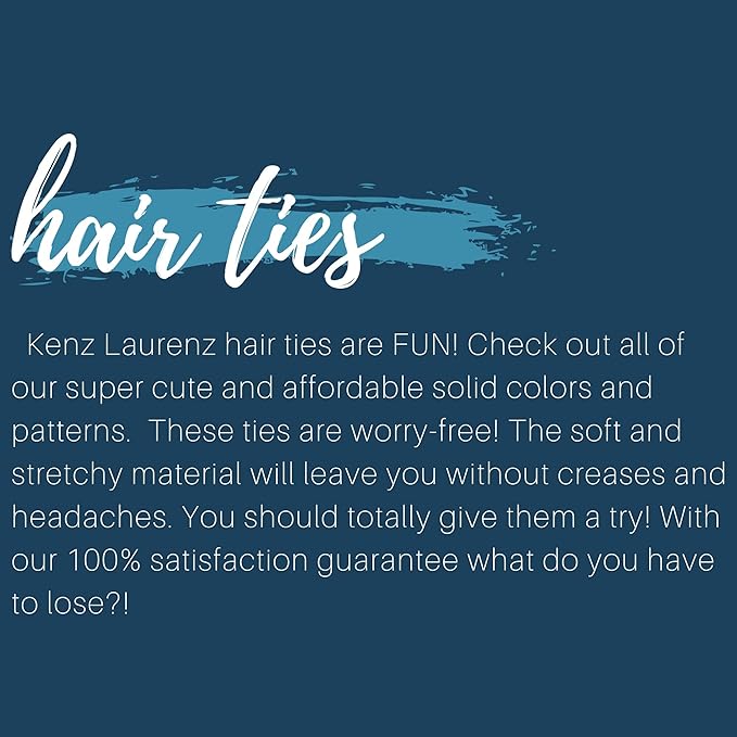Kenz Laurenz Hair Ties Elastics Ponytail Holder Set, No Crease Ribbon Bands - Neon Pink (Pack of 20)