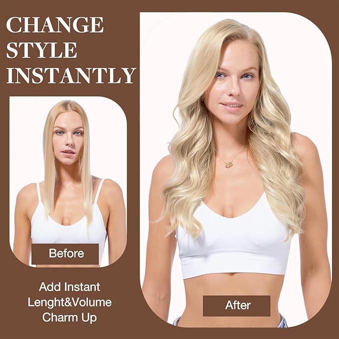 GOO GOO Clip in Hair Extensions Real Human Hair, Remy Human Hair Extensions Clip ins for Women, Natural Human Hair, 26 Inch 180g 7Pcs, 17/22/60 Balayage Ash Blonde to Golden Blonde and Platinum Blonde