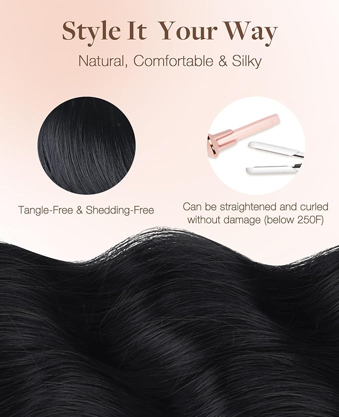 GOO GOO Invisi Edge Tape in Hair Extensions Human Hair, 1 Jet black 20pcs 18inch 50g, Virgin Remy Hair, Seamless Injected Tape, Natural Look