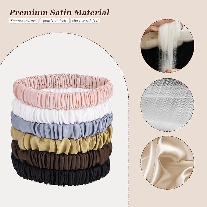 12 Pack Silky Soft Skinny Hair Ties, Silk-Like No Damage Scrunchies Elastic Ponytail Bands for Women Girls, Thin Thick Curly Hair