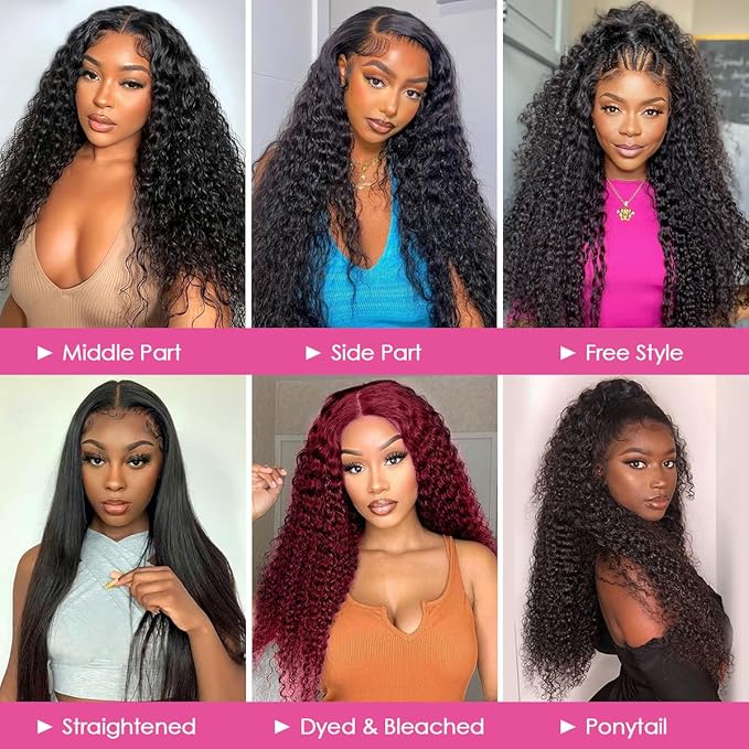 CYNOSURE HD Lace Frontal Wigs Human Hair Pre Plucked 180% Density 13x4 Kinky Curly Lace Frontal Human Hair Wigs for Black Women Glueless 26inch Long Curly Wig Natural Black Color