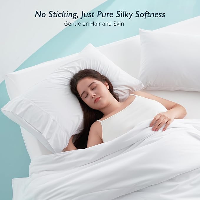 Breescape Cooling Pillow Cases King Size - BlendTek™ Dry & Cool Technology for Hot Sleepers and Night Sweats, 2 Pack Ultra Soft & Smooth Pillowcases for Hair & Skin Care, 20" x 36", Snow White