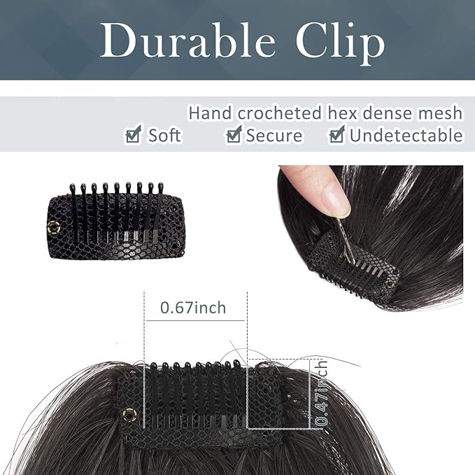 BARSDAR Real Human Hair Clip in Bangs - Blonde Human Hair Clip in Bangs for Women - Golden Blonde Thick Bangs Extensions Fringe with Temples Dyeable Real Hair Bangs Hairpieces - Dark Golden Blond