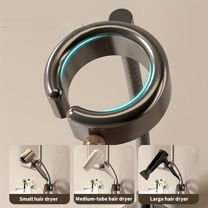 Damage-Free Hair Dryer Holder Wall Mounted - No Drilling Suction Cup Organizer for Bathroom, Universal Fit for Most Blow Dryers