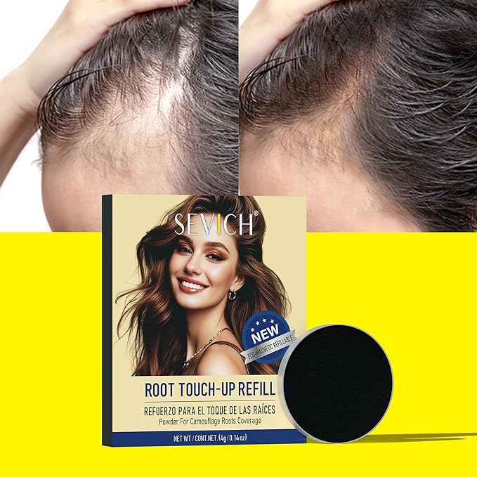SEVICH Magnetic Replaceable Hairline Powder, Refill Pack 3 Pcs- Interhair Concealer, Environmentally Friendly Replacement, Waterproof and Sweatproof, Long lasting Coverage (Dark Brown)