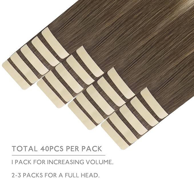WENNALIFE Tape in Hair Extensions Human Hair, 40pcs 100g 22 inch Ombre Sandy Brown to Platinum Blonde Hair Extensions Real Human Hair Straight Tape in Extensions Invisible Human Hair Extensions