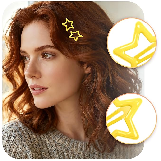 64 Pcs Metal Snap Hair Clips for Women,Small Snap Barrettes for Women Girls Thick Fine Hair (Yellow)