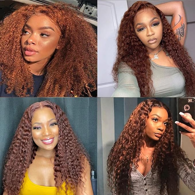 28 30 32 Inch Color #30 Human Hair Bundles Light Brown Water Wave Bundle Niegmeag Brazilian Virgin Soft and Silky Remy Hair Extensions Color #30 Wet and Wavy Bundle