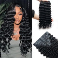 Deep Wave Clip in Hair Extensions Real Human Hair 2 Pack 240g Seamless Clip in Hair Extensions for Women Full Max with 18Pcs PU Thin Weft 18inch Natural Black