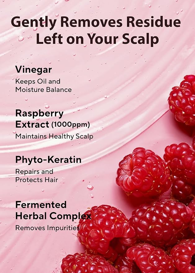 A’PIEU Raspberry Vinegar Hair Shampoo - Dandruff & Clarifying Shampoo with Scalp Treatment. Balances pH, Removes Buildup, Soothes Scalp. Korean Hair Care. 16.9 fl.oz