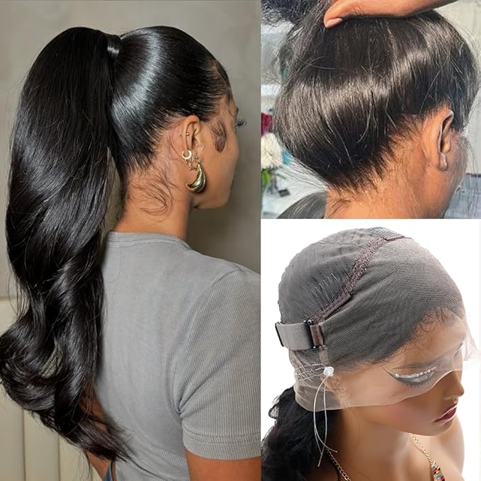 sdamey 360 Lace Front Wigs Human Hair 360 Full Lace Frontal Wigs Pre Plucked with Baby Hair Brazilian Virgin Hair Straight Human Hair 360 HD Lace Front Wigs (30 Inch)