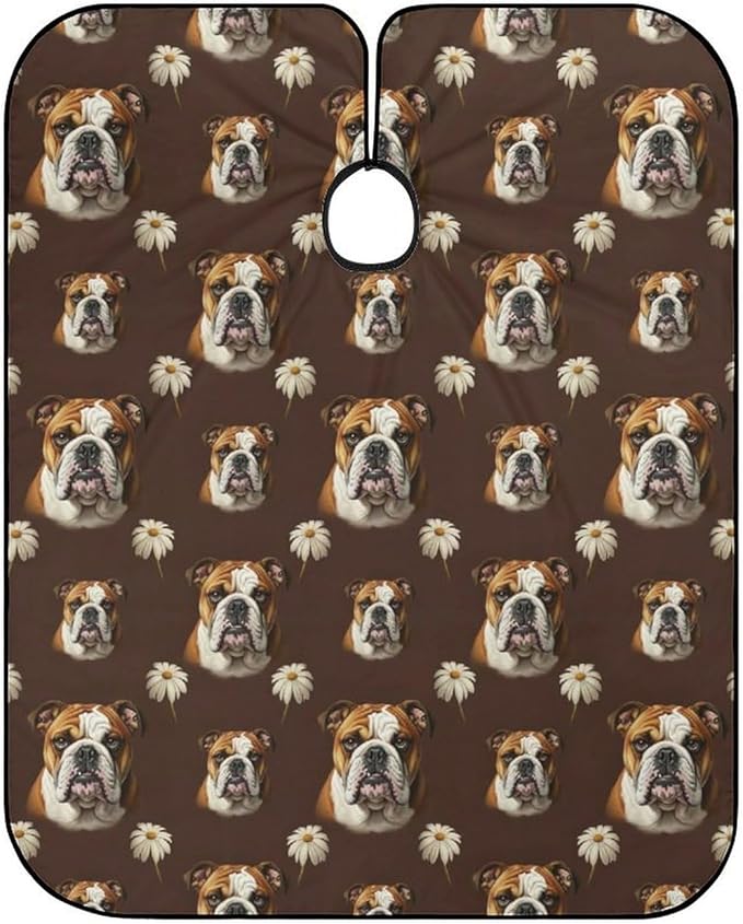 Extra Long Haircut Barber Cape Cover, Hairdressing Apron Funny English Bulldog Hairdressing Gown Cover for Hair Cutting